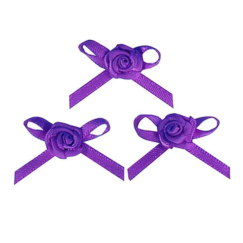 Satin Grub Rose Flower with Bow (available in 9 colours)